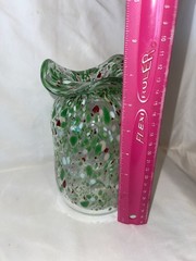 Vintage Artist Signed Speckled Confetti Hand Blown Ruffled Art Glass Vase