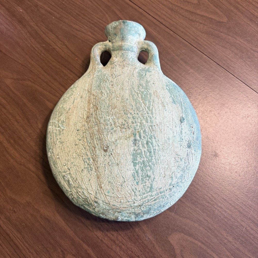 700BC-300BC RARE Egyptian Terracotta Glazed Faience “New YEARS” Flask 11.5inx9in