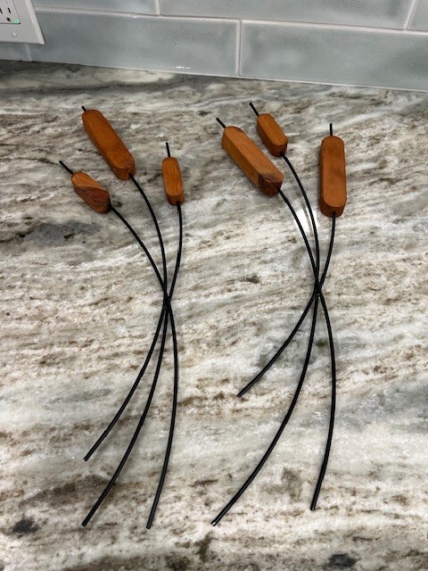 Home Interiors Cattails Wall Decor Set Of 2 MCM