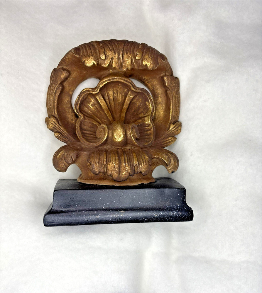 Vintage Neoclassical Italian Gold Gilt Acanthus Leaf Single Bookend 7″ x 5.5″