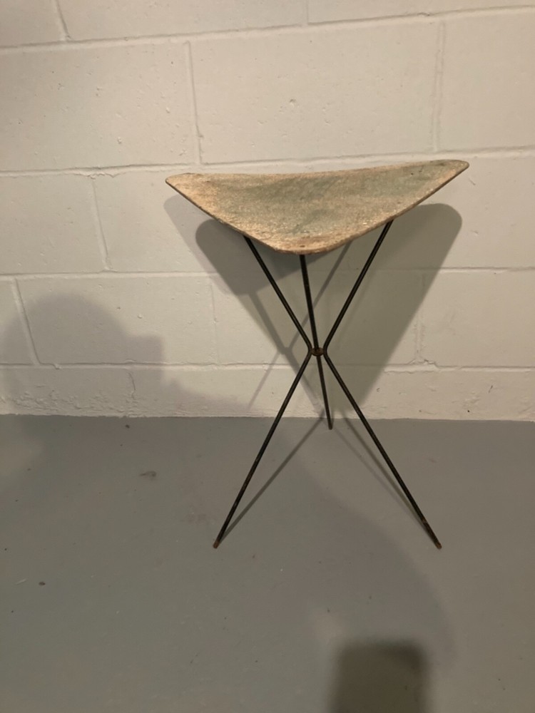 RARE Antique Art Deco 21″ 3-Legged Folding Stool Chair Minimalist Triangle Seat