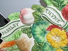Fitz & Floyd Herb Garden Thyme Basil Oregano Parsley Canape Plate 1996