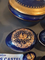 Limoges Castel French Porcelain Blue & gold Collection 10 Piece Set Miniature
