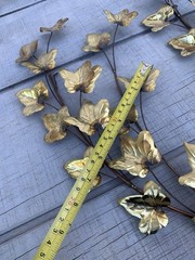 Vintage MCM Brass & Copper Tone Ivy Leaf Wall Art Set of 5 Metal Botanical Decor