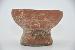 Ancient Pre-Columbian Ceramic Pottery Red Pedestal Bowl 2.25″ Tall x 3.5″ Wide