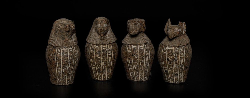 Authentic Ancient Egyptian Antiquities Canopic jars Artifact figure BC