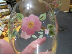 Vintage 10 Oz Glassware Wine Goblet Desert Rose: England and Portugal Backstamp