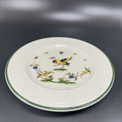 Varages Vieux Fine Porcelain Bird Pattern Plate Dish Set 2 Plates Dishes France