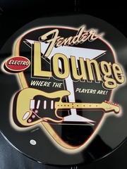 Electro Lounge Guitars Serving Tray with various iconic Fender guitar models