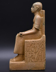 Authentic Ancient Egyptian Seated Statue Of Amenhotep Inscribed Stone Figure BC