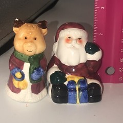 ￼Vintage ceramic salt and pepper shakers ￼Santa and reindeer Christmas