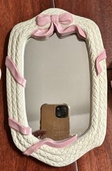 VTG Burwood Home Interiors Faux Wicker w/ Pink Bows Plastic Wall Decor~10 Pieces