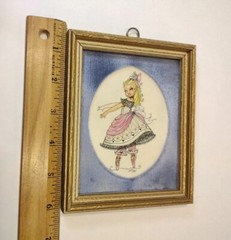 Vintage Ballerina Girls Wall Art 1951 Set of 2 Framed Matted 5″x6″