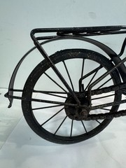 Large 19″ L Collectible Wooden & Wrought Iron Bicycle Model Black Vtg WORKS!