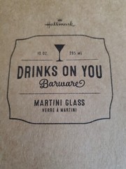 Hallmark Drinks On You Martini Glass 10 Oz. 295 mL NEW IN BOX Mover And Shaker