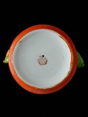 🐦🌷Beautiful Vintage Orange 3D Bird & Tulips Hand Painted Planter Gold Castle