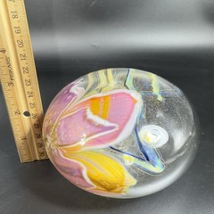 1985 Glasshouse Studios Signed Hand Blown Art Glass Oil Lamp Vase Paperweight
