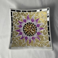 Ceramic Glass Mosaic Dish Bowl Square Sunflower Trinket Keys Jewelry Candy