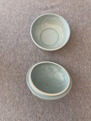 Wedgwood Pale Blue Jasperware Trinket Box with Floral and Butterfly Relief