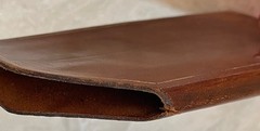 Vintage Brown Leather Embossed Crests Monogrammed Bill Carrier