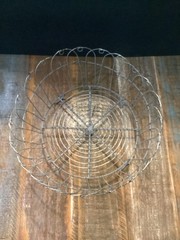 Large Vintage French Metal Wire Basket scalloped footed primitive rustic 12”