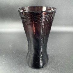 Venetian Hand Blown Art Glass Tumbler Drinking Glasses Cups Amethyst Optic Set 3
