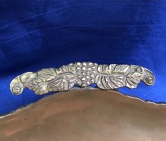 Art Nouveau Style Copper Footed Bowl With Brass Accents Scalloped Edge Vintage