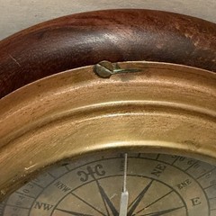 Antique Nautical Compass Handmade Wood Copper Coastal Nautical Decor Estate VTG