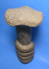 PRE-COLUMBIAN MIXTEC BASALT QUETZALCOATL SERPENT GOD ENTWINED WITH MUSHROOM FIGU