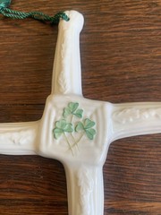 Belleek St Brigid’s Day Cross Ireland Wall Hanging Ornament Parian China Signed