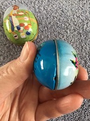 Vtg Tin Metal Egg Candy Containers RABBIT CHICK Murray Allen SWITZERLAND Lot 2