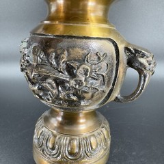 Antique Buddhist Altar Fitting Flower Stand Vase Metal Brass Heavy Made Korea