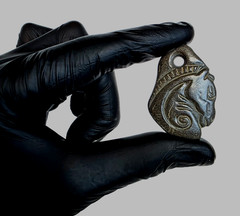 300 BC Ancient Greek Carved Engraved Gemstone Pendant Medallion Amulet Horse