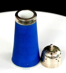 Staffordshire England Cobalt Blue Jasperware 5 1/2″ Sugar Muffineer 1890-1920