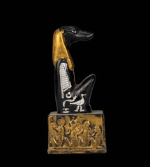 Authentic Ancient Egyptian Stone Bust God Sobek Statue Hieroglyphic Figurine BC