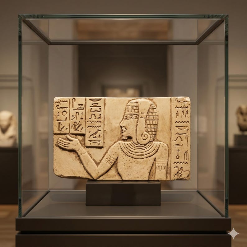 Ancient Egyptian Antiques Cleopatra Stone Relief Statue Horus Connection Decor