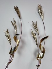 Vintage Wheat Stalk Wall Hanging Metal Brass Hollywood Regency MCM Decor (2)