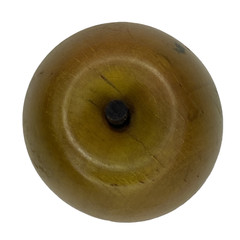 Vintage Wooden Carved Apple Golden Yellow Color With Wooden Stem