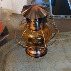 Mini Decorative Oil Lamp Bronze Amber Glass Metal UN928 UN927