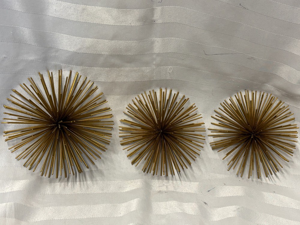 Vintage Starburst Metal Wall Hangings Gold Tone Metal