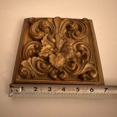 Ornate Square Relief Medallion Wall Plaque Mold Brown Finish Heavy 7″