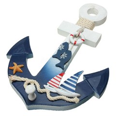 1PC New Anchor Maritime Decoration Wood Wall Hanging Hook Ship Sailboat Gift US