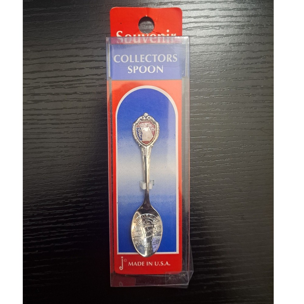 1990’s Georgia State Souvenir Spoon Flag Shield Emblem with Etched Bowl Details