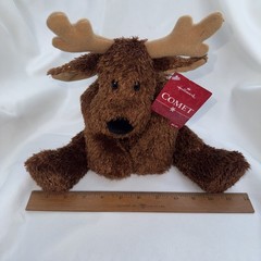 Comet Hallmark Christmas Reindeer Brown Plush & Tinsel Fur Jingle Bell Retired