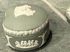 Wedgwood Sage Green Jasperware Lot Heart Trinket Box Tray Plate Set Vintage 2pc
