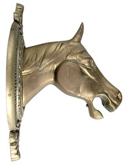 Rare Y2K Vtg Antique Brass Horse Head Rod Rack Equine Equestrian Animal Metal