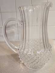 Vintage Crystal Pitcher Clear Glass Water Pitcher