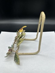 Hand Painted Italian Floral Plate Hanger-Metal Tole Vintage