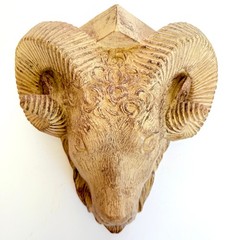 Faux Wood Ram Head Wall Shelves | Lodge Cabin Gothic Decor Aries Gift Set of 2