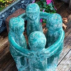 TABLE vtg circle of friends mayan aztec mexican candle garden sculpture western